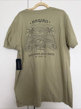Roark Open Roads Open Minds Graphic Tee Men’s XL Olive NWT Hawaii Surf